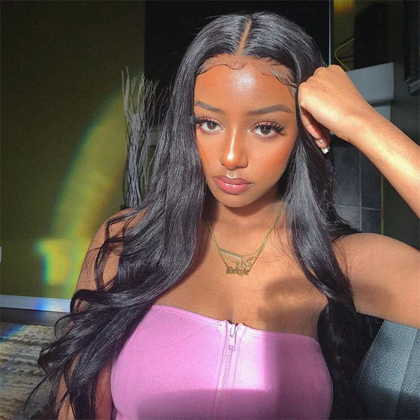 Body Wave V Part Wig No Leave Out Thin Part Glueless Wigs Human Hair Wig 180% Density