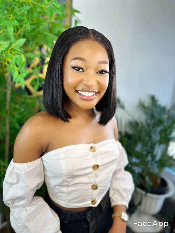 Heat - resistant curly wig for easy styling at home 10 inch Wear And Go HD 5 X 5 Lace Frontal Double Drawn Wig