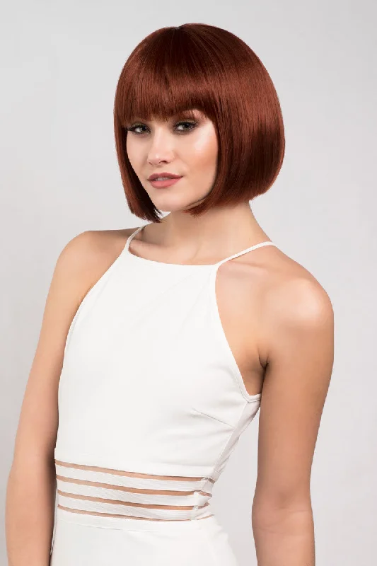 Lace - front short wig for a seamless and realistic hairline Short copper-red/ginger bob wig: Minnie