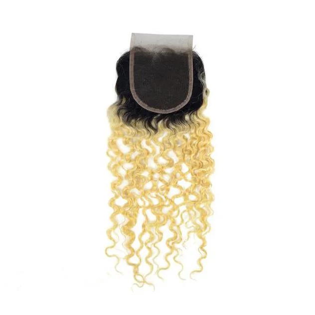 Peruvian hair - Closure - Deep Wavy - Color Blonde