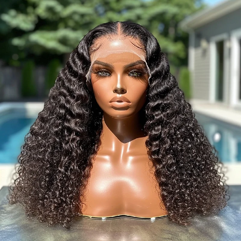 Curly wig with a silk - base cap for a comfortable and smooth feel Lace Frontal Water Weave Double Drawn Wigs