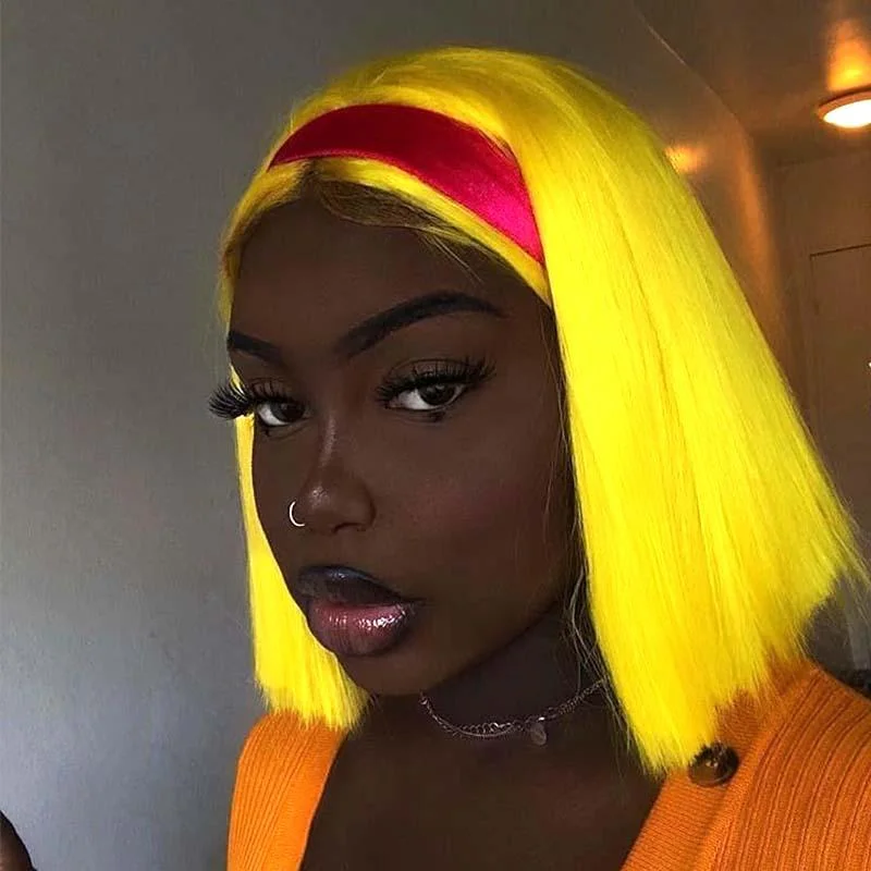 Bob Wigs in Red Hues​ Yellow Bob Wig Human Hair Lace Wig Middle Part for sale Surprisehair
