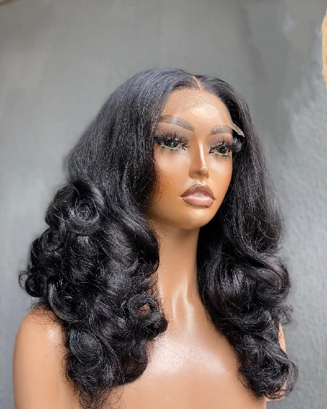 Curly wig with a side - part for a more flattering look Layered Double Drawn Loose Weave 20 inch