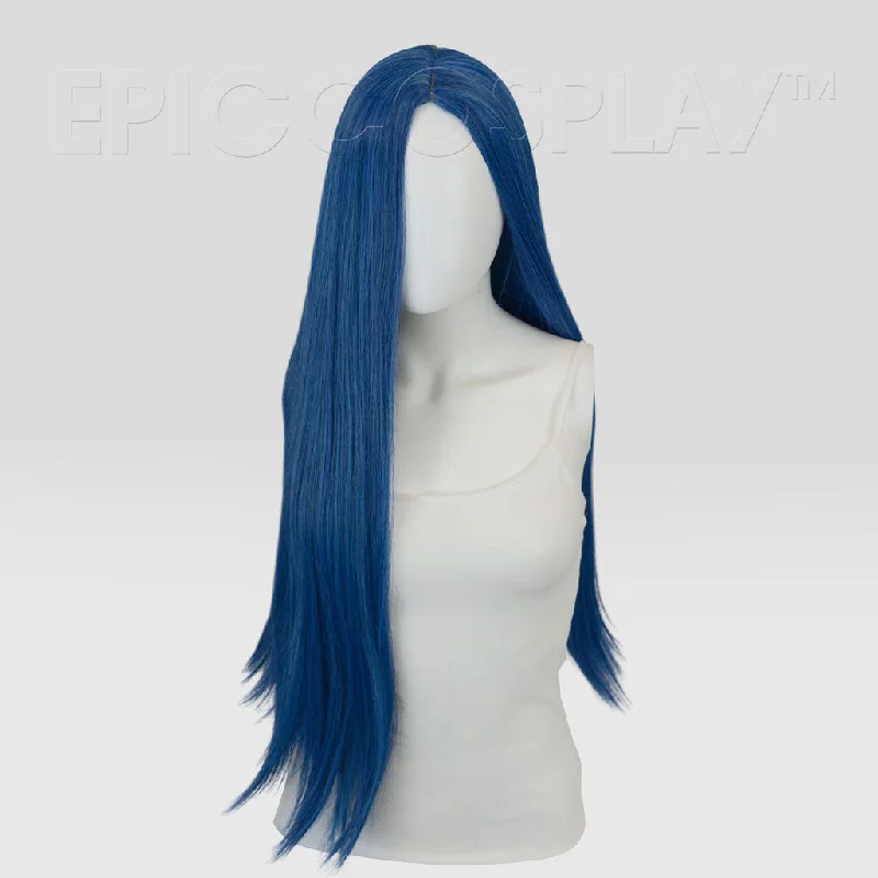 Long - length wig with a side - swept bang for a sophisticated look Eros - Shadow Blue Wig