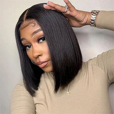 Lumiere Natural Black Blunt Cut 2x6 Lace Closure Wig New HD Bob Wig Human Hair Straight Wigs for Women