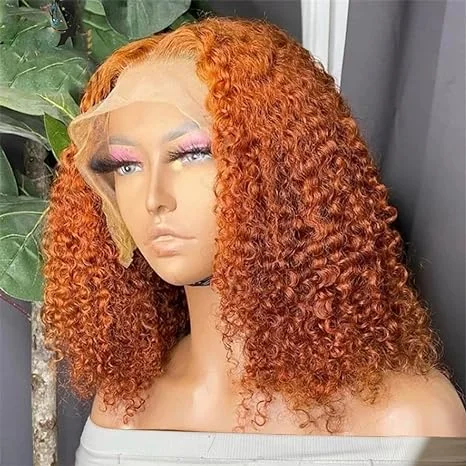 Lumiere A1 Customized #350 Color Short Bob Lace Front Wigs 13X4 Curly Bob Wigs For Black Women Lumiere A1 Customized #350 Color Short Bob Lace Front Wigs 13X4 Curly Bob Wigs For Black Women