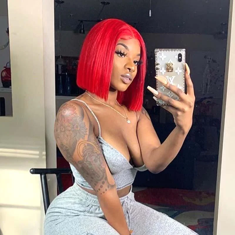 Bob Wigs for African - American Women Red Lace Front Bob Wig Human Hair Middle Part for Sale Surprisehair Bob Wigs for African - American Women Red Lace Front Bob Wig Human Hair Middle Part for Sale Surprisehair