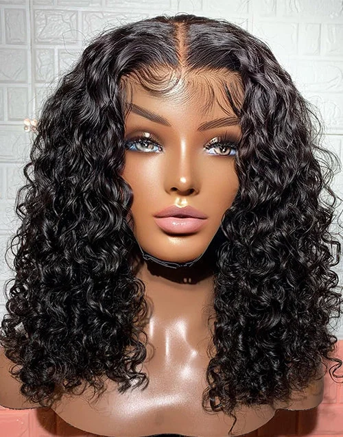 Pre Cut Lace 13x5 Lace Front Wig Glueless Crystal Lace 5x6 Curly Human Hair Wig