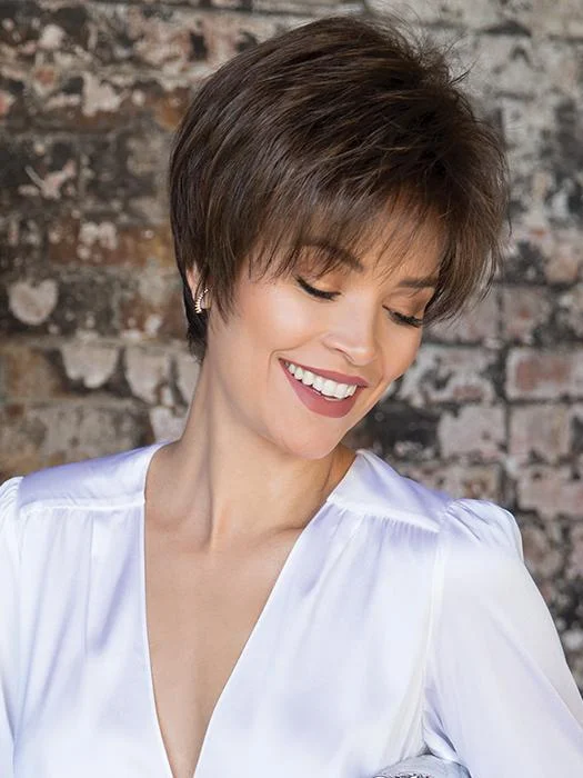Heat - resistant short wig for easy styling with hot tools Samy | Synthetic Wig (Basic Cap)
