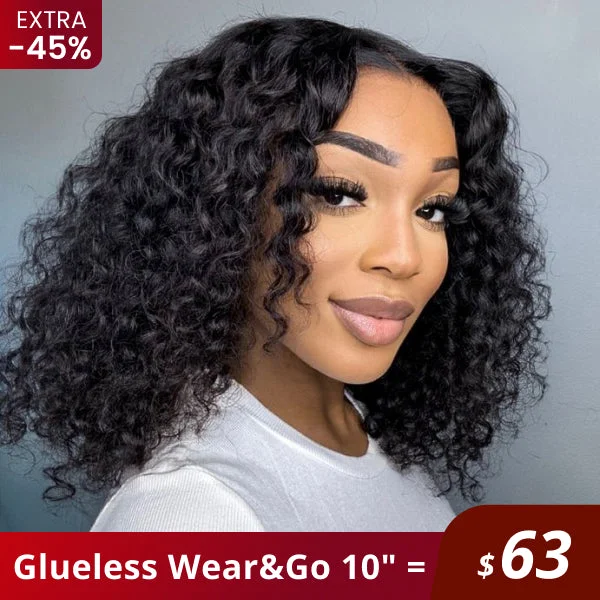 Flash Sale | Deep Wave Bob Wig Wear Go Glueless Wigs 4x4 Pre Cut Lace Wigs