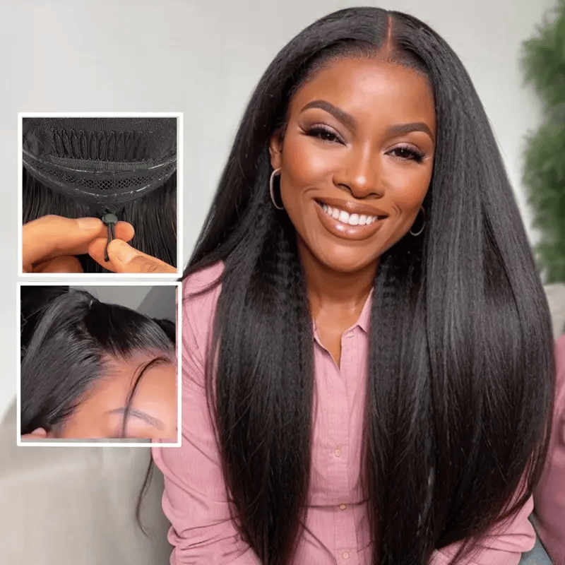 Pull Go 13x6 Full Wig Transparent Lace Parting Max Yaki Straight Wig Natural Black Color Ashimary Hair