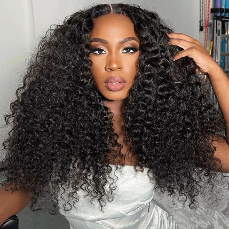 Curly wig with a pre - plucked hairline for a more natural look Aligrace 13x4 HD Lace Curly Human Hair Wigs