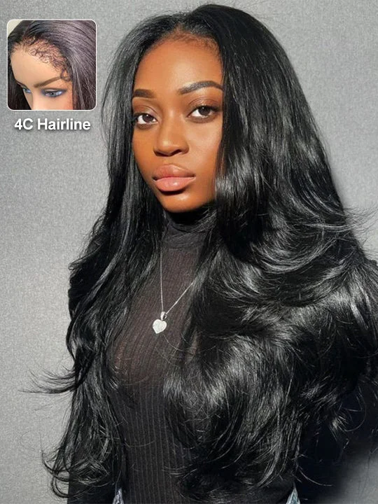 [4C Wig] 5x5 HD Transparnt Lace Wig With Kinky Curly Baby Hair Body Wave 100% Human Hair