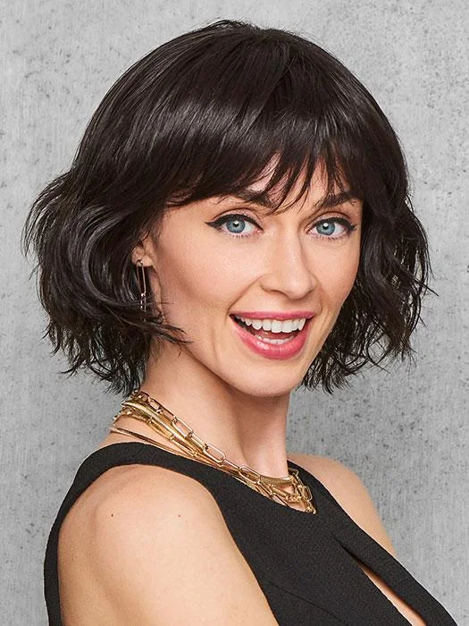 Lace - front short wig for a seamless and realistic hairline Breezy Wave Cut | HF Synthetic Wig (Basic Cap)
