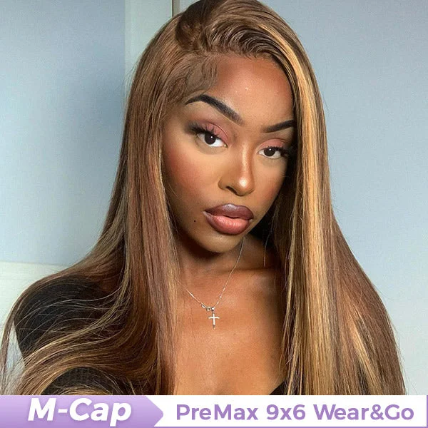 OQ HAIR M-cap Straight Hair 4/27 Highlight Color Wear Go Glueless Wigs Invisible Knots Pre Cut 9x6 Lace Wigs OQ HAIR M-cap Straight Hair 4/27 Highlight Color Wear Go Glueless Wigs Invisible Knots Pre Cut 9x6 Lace Wigs