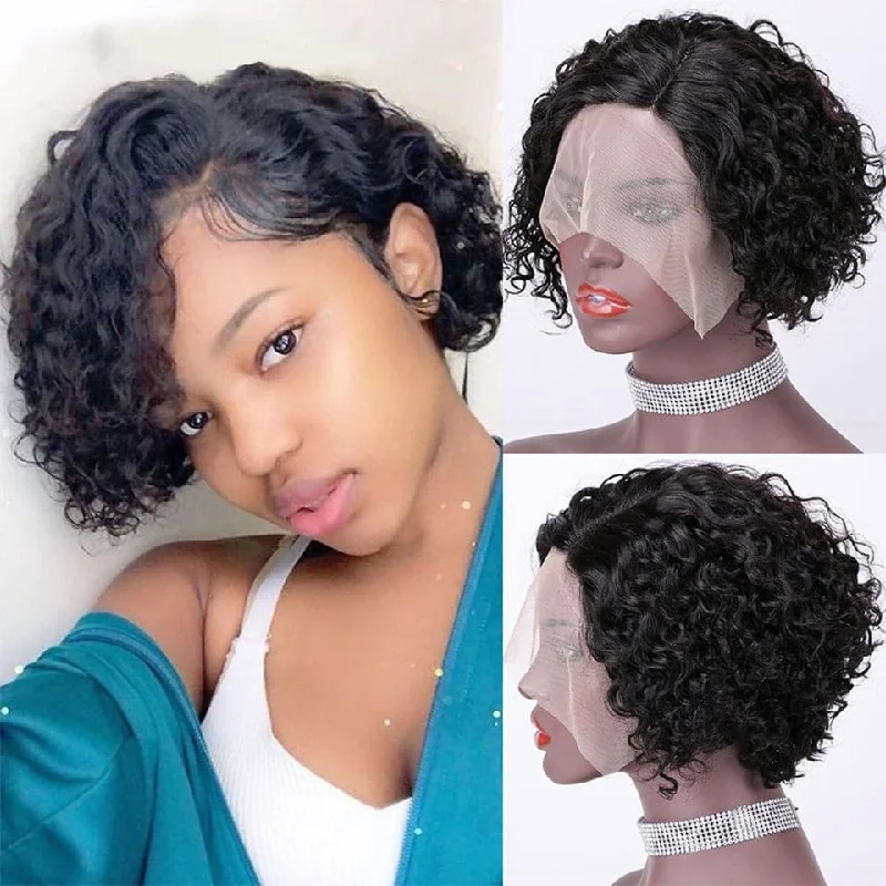 Ship In 24Hours-Lumiere Water Wave Short Bob T Part Lace Left Side Part Wig For Women Pre Plucked Hairline Ship In 24Hours-Lumiere Water Wave Short Bob T Part Lace Left Side Part Wig For Women Pre Plucked Hairline