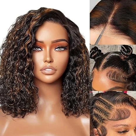 Lumiere 13X4 HD Lace Wig Highlight Water Wave Bob Wig Human Hair Transparent Lace Frontal Wigs For Women HDZ Lumiere 13X4 HD Lace Wig Highlight Water Wave Bob Wig Human Hair Transparent Lace Frontal Wigs For Women HDZ