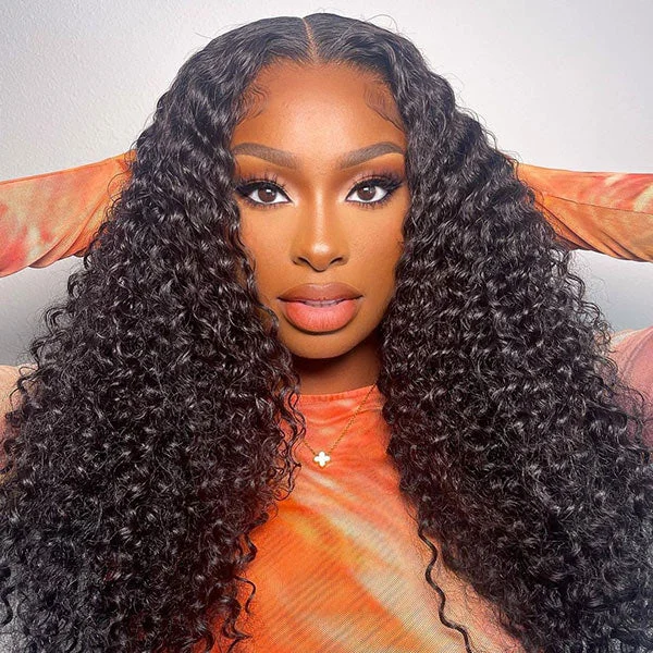 OQ HAIR Kinky Curly Pre Bleached Pre Cut Wear Go Glueless Wig Tiny Knots