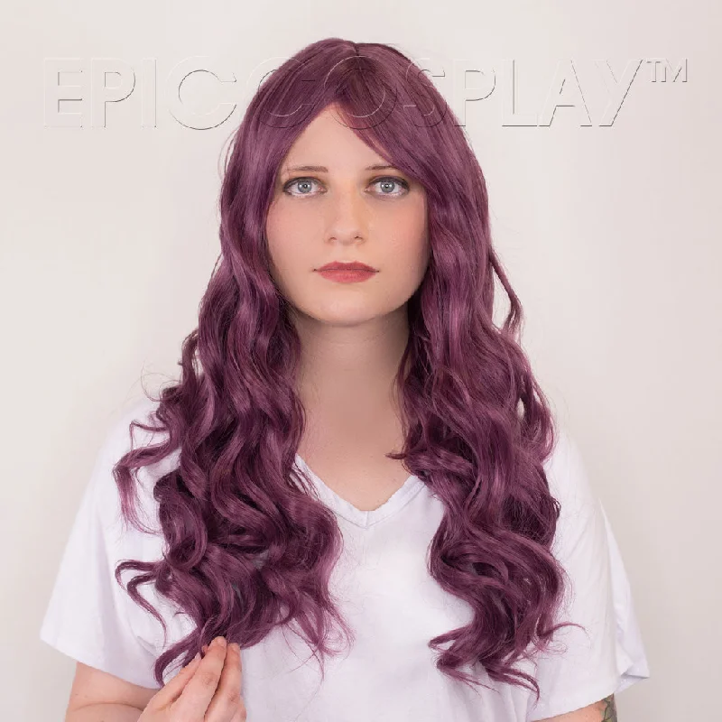 Long - length wig with a straight texture for a sleek and glamorous look Iris - Dark Plum Purple