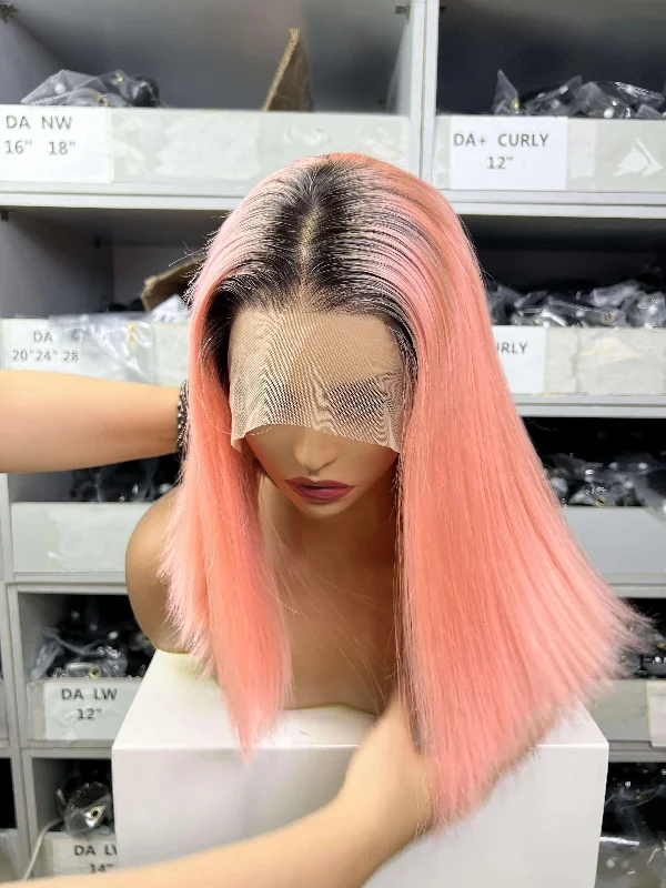 Bob Wigs for Modern and Contemporary Styles Human Virgin Hair Straight Short Bob Wig Ombre #1B/Pink Human Hair Wigs Bob Wigs for Modern and Contemporary Styles Human Virgin Hair Straight Short Bob Wig Ombre #1B/Pink Human Hair Wigs