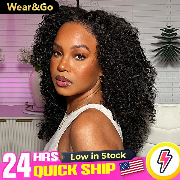24h Shipping | Kinky Curly Wear Go Wigs 6x4 HD Lace Pre Cut Lace Closure Glueless Wigs With Bleached Knots 24h Shipping | Kinky Curly Wear Go Wigs 6x4 HD Lace Pre Cut Lace Closure Glueless Wigs With Bleached Knots