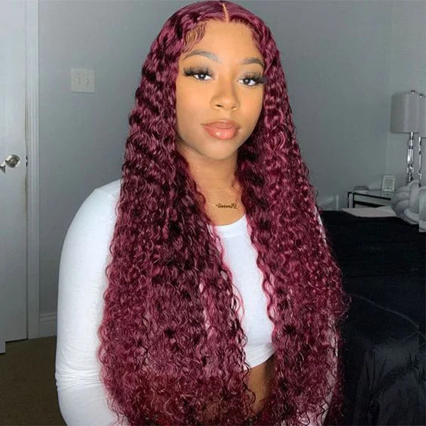 Glueless Color Wigs Deep Wave 99J Burgundy Color Wear Go Glueless Wig Pre-cut Lace Wig Preplucked 4x6 HD Lace Wig Glueless Color Wigs Deep Wave 99J Burgundy Color Wear Go Glueless Wig Pre-cut Lace Wig Preplucked 4x6 HD Lace Wig
