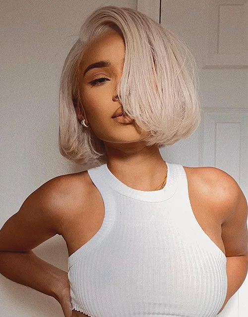 Summer Look Platinum Blonde Bob Wig 13x4 5.5x5.5 Lace Human Hair