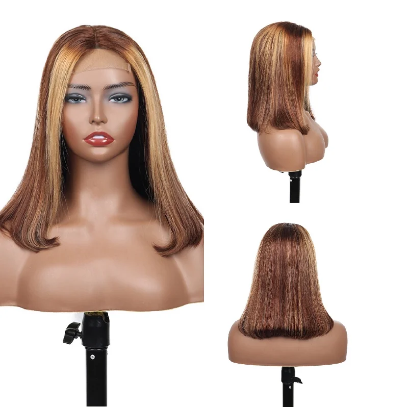 Bob Wigs for Tall Women Highlight Human Hair Bob Wig 4x4 Lace Closure Wig Brazilian Hair Surprisehair Bob Wigs for Tall Women Highlight Human Hair Bob Wig 4x4 Lace Closure Wig Brazilian Hair Surprisehair