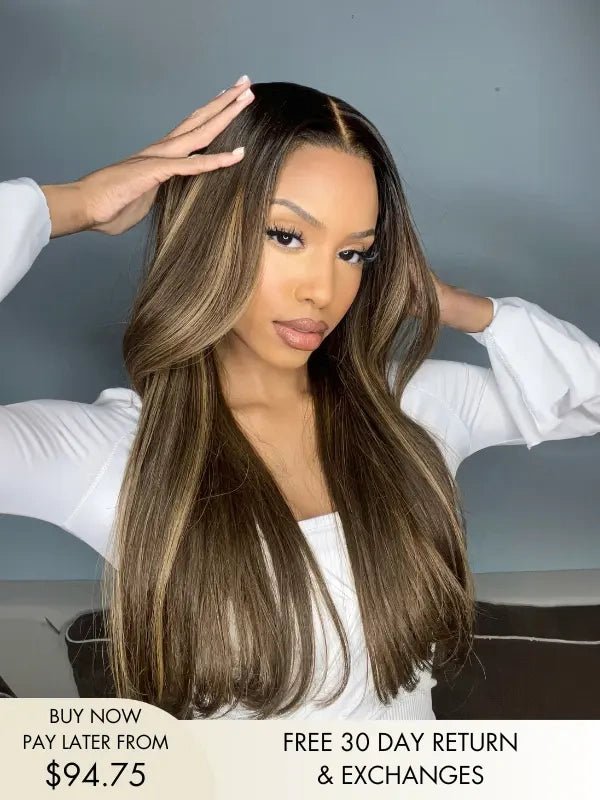 Maire Brown Hair Natural Looking Highlighted Wig