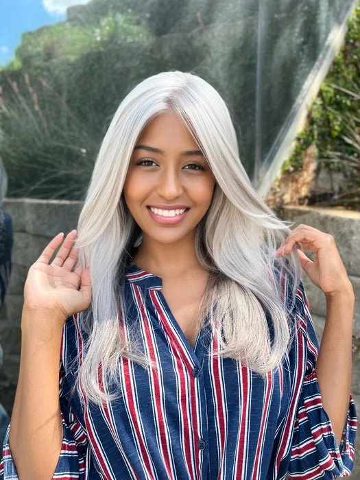 Long - length wig with a straight texture for a sleek and glamorous look Aria | Synthetic Lace Front Wig (Hand Tied) Long - length wig with a straight texture for a sleek and glamorous look Aria | Synthetic Lace Front Wig (Hand Tied)
