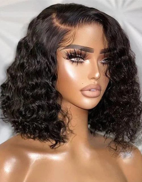 Pre-Cut Lace Wig Put On and Go Wigs Deep Wave 13x5 Pre-Everything Lace Frontal Wig Short Bob Human Hair Pre-Cut Lace Wig Put On and Go Wigs Deep Wave 13x5 Pre-Everything Lace Frontal Wig Short Bob Human Hair