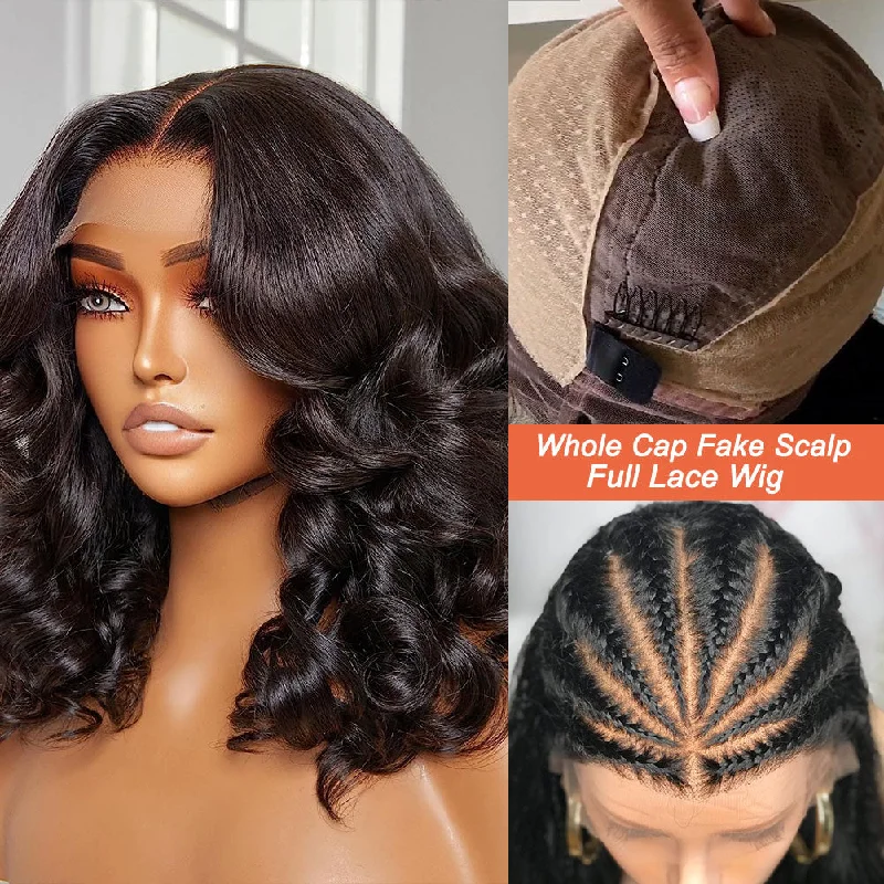 Bob Wigs for Modeling Agencies Full Lace Fake Scalp Free Parting Preplucked Human Hair Bouncy Wave Bob Wig Bob Wigs for Modeling Agencies Full Lace Fake Scalp Free Parting Preplucked Human Hair Bouncy Wave Bob Wig